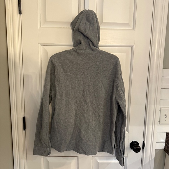 Vince Gray Cotton Button Up Hooded Long Sleeve Shirt Jacket - 31928 - Picture 9 of 12